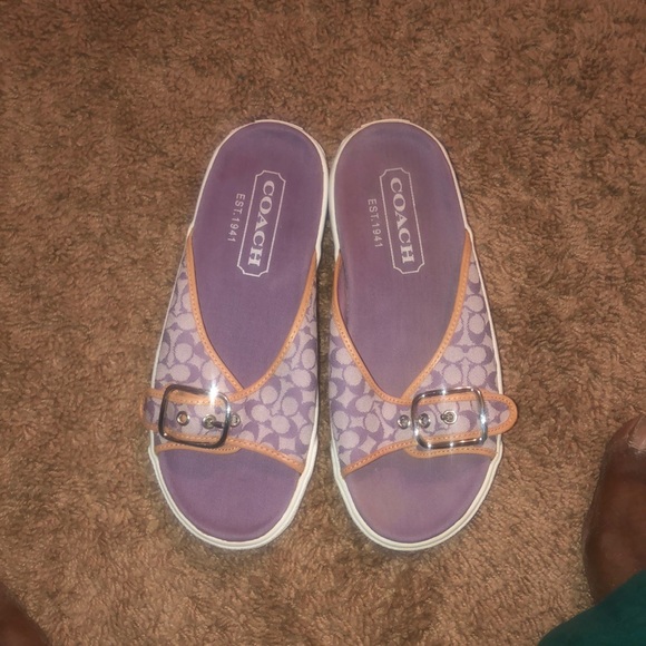 Coach women signature Canvas Slip on Slides Sandals - Picture 1 of 5